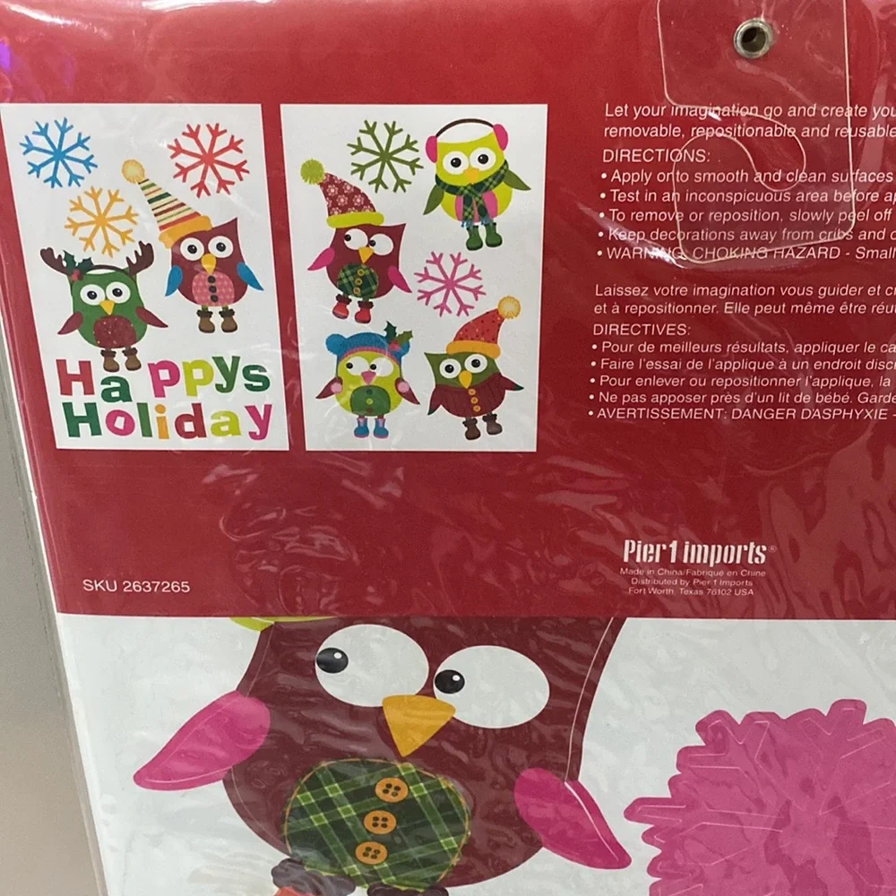 NWT Pier 1 Peel and Stick Holiday Owls Decor 25 Pcs SKU 2637265